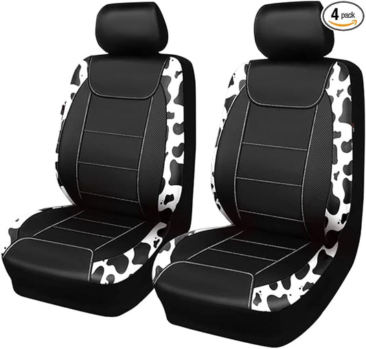 Flying Banner car seat Covers Protects Water Proof Faux Leather Carbon Fiber Fronts Cow Black