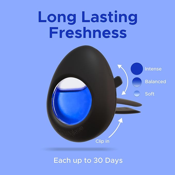 Air Jungles Car Air Freshener Vent Clip 3 Count, Ocean Scent, 4 ml Each, Long-Lasting Car Odor Eliminator, Easy Clip-On Design, Up to 90 Days Freshness for Cars, Trucks, and SUVs