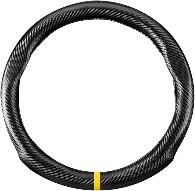 Ergocar Steering Wheel Cover Carbon Fiber Leather Material Anti-Slip Breathable Sport Steering Wheel Cover, Diameter 15" (37.5-38 Cm)