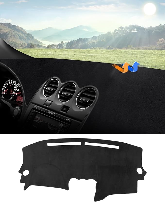 Autorder Dashboard Cover Mat Fit for 2007-2012 Nissan Altima Accessories Dash Cover Flannel Dash Mat Sunshade Glare UV Rays Protector