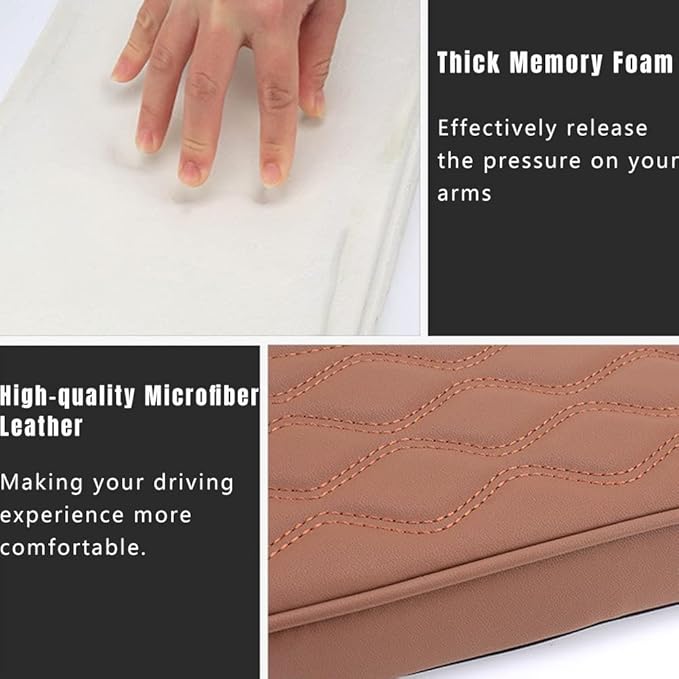 soputry Leather Car Armrest Box Pad, 2023 New Car Center Console Cover Pad Leather Auto Armrest Cover, Universal Arm Rest Cushion Pads for SUV/Truck/Vehicle (Grey, Wave Pattern)