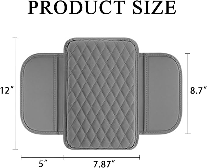 Upgraded Car Center Console Cover, Leather Armrest Cushion Pad with 2 Storage Bags, Microfiber Soft Waterproof Seat Box Cover Protector, Car Interior Decor Accessories Fit for Most Cars, Vehicles