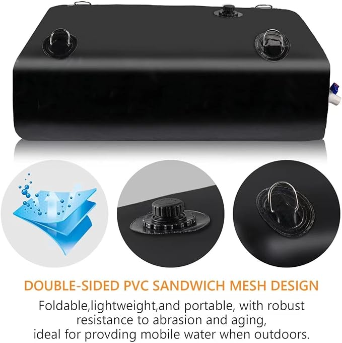 Water Tank, Water Storage Bladder, Portable Water Tank, Water Bladder Tank, Large Water Storage, Water Storage Containers for Camping, Garden, Emergency Water Storage Black