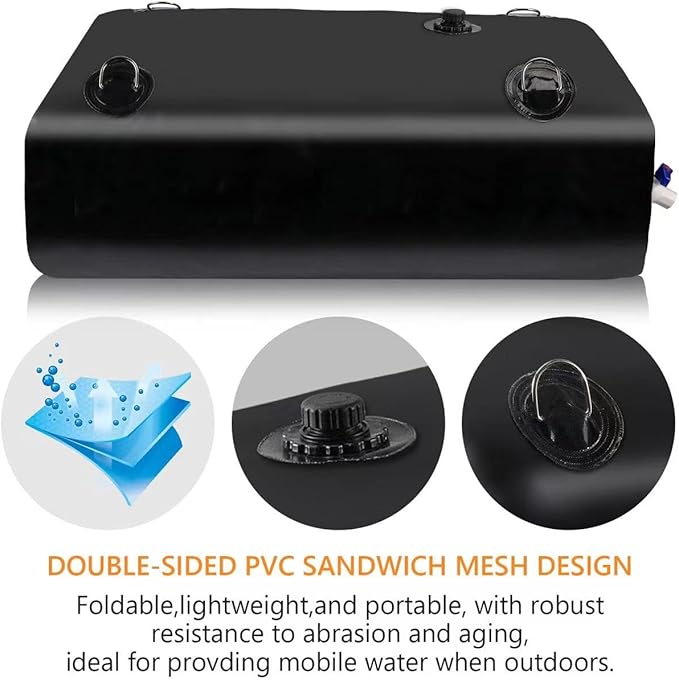 Water Tank, Water Storage Bladder, Portable Water Tank, Water Bladder Tank, Large Water Storage, Water Storage Containers for Camping, Garden, Emergency Water Storage Black