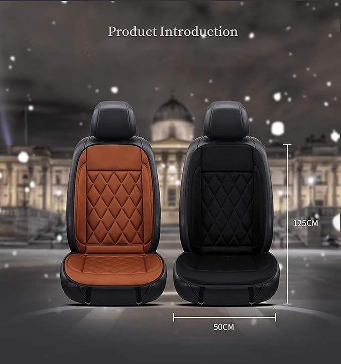 Universal Seat Cushion, Comfortable Large Heated Seat Cover，Non-Slip Breathable Unique Back Rest Black 2Pcs