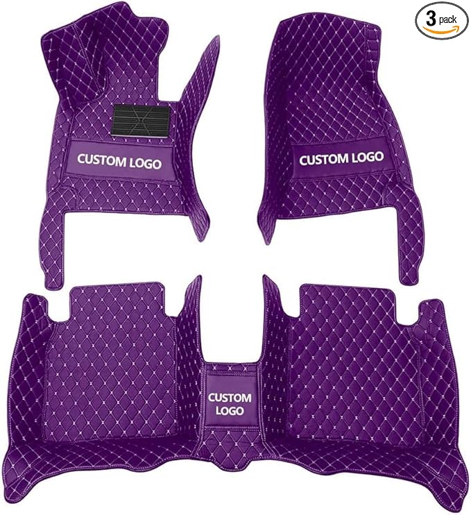 YaruicarCustom Car Floor Mats for 99.99% Sedan SUV Sports Car Men Women Protection Full Coverage Pads Anti-Slip Leather Floor Lining All Weather Car Floor Mats (Purple)