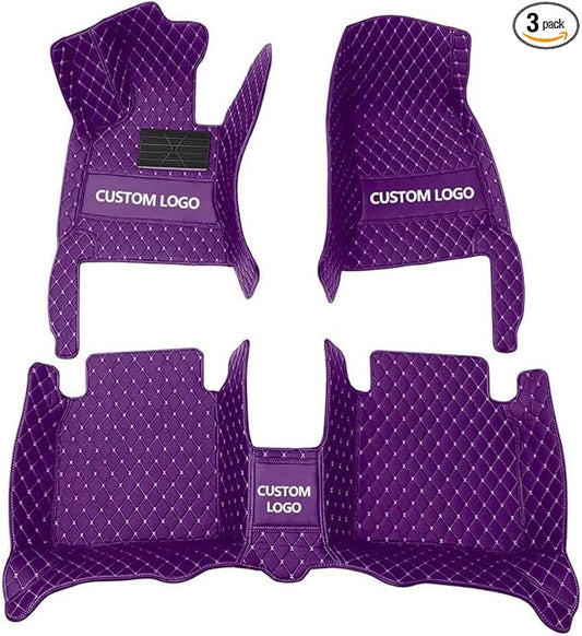 YaruicarCustom Car Floor Mats for 99.99% Sedan SUV Sports Car Men Women Protection Full Coverage Pads Anti-Slip Leather Floor Lining All Weather Car Floor Mats (Purple)