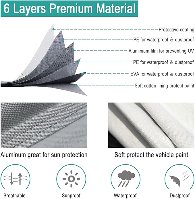 6 Layer Car Cover Custom Fit Ford Taurus (1986-2025) Waterproof All Weather, Heavy Duty Outdoor Snow Sun Rain Uv Protection (Ships from US Warehouse, Delivery 3-8 Days)