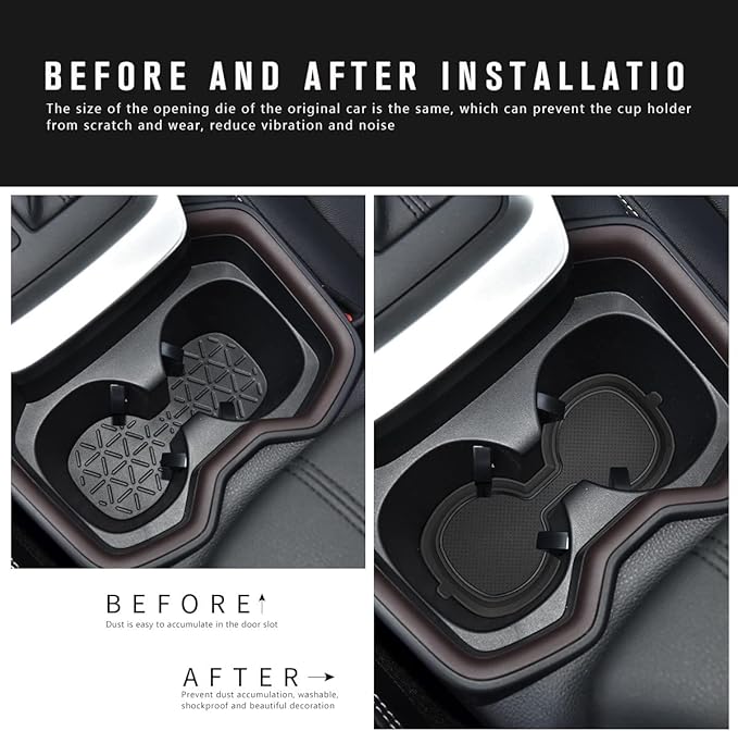 Auovo 3D Cup Holder Inserts for Toyota RAV4 Accessories 2025 2024 2023 2022 2021 2020 2019 Silicone Center Console Cup Holder Coaster Liner Mat Pad Interior Trims (Black, 2pcs kit)