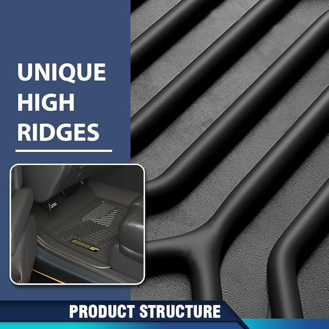 PIT66 Floor Mats Cargo Liners 6PCS Compatible with Tesla Model Y 5 seat 2020-2024 (NOT for 7 SEAT) Premium All Weather Automotive TPE Liners Accessories