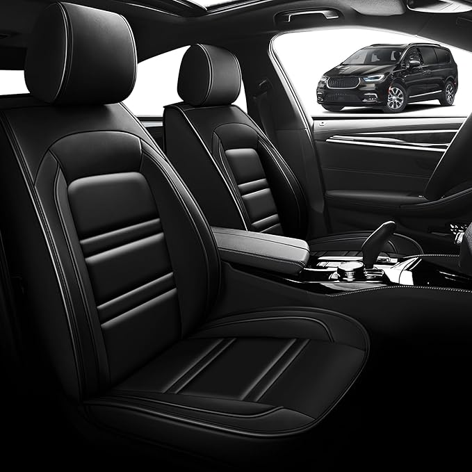 Seat Cover for Chrysler Car Pacifica 2004-2025 | Car Seat Covers Front Seats, Waterproof Seat Protectors, Automotive Front Seat Covers (Front Seat, Black)