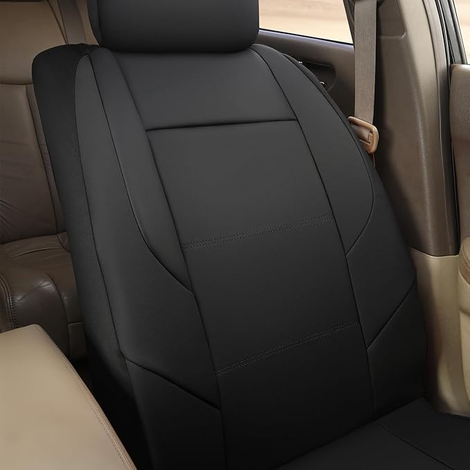 GIANT PANDA Front Seat Cover for Nissan, Leather Seat Protectors Custom Fit Nissan Rogue Altima Sentra Versa Kicks Frontier Murano Pathfinder Maxima (Black)