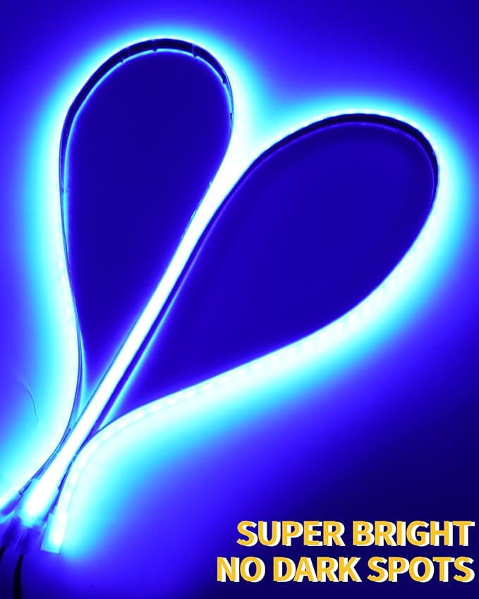 YM E-Bright Blue Led Strip Lights for Cars, 30CM Waterproof Car Underglow Lights Motorcycles Golf Cart Boat Decoration Led Interior Exterior Lights Strip,DC-12V,Pack of 4