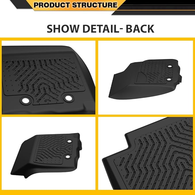 TPE Floor Mats Cargo Liners 3PCS, Compatible with Toyota Tacoma Double Cab 2016-2023, Floor Liners Interior Accessories All Weather Full Cover Protection