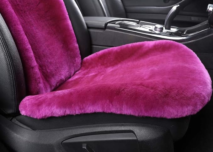 OGLAND Shearling Sheepskin Car Seat Cover-Fluffy Fuzzy Soft Fur Auto Seat Cushion for Universal Comy Seat Pad Accessories Automobiles (3 Pack Front, Misty Gray)