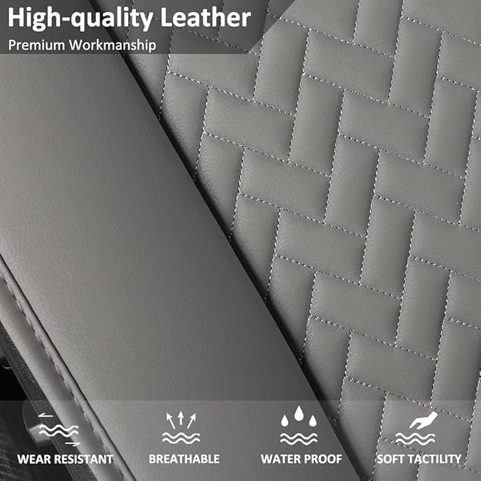 West Llama Full Set Car Seat Covers for Front and Rear Bottom Seats Only, Luxury PU Leather Car Seat Pads Protectors Waterproof and Wear-Resistant,Gray