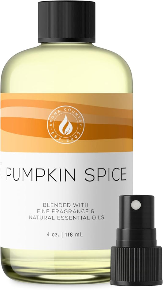 Aroma Country Pumpkin Spice Diffuser Oil - Luxury Essential Oils for Diffuser Refill & Air Freshener Room Spray, Long-Lasting, Natural Home Fragrance for Diffusers & Machines (4 Fl Oz)