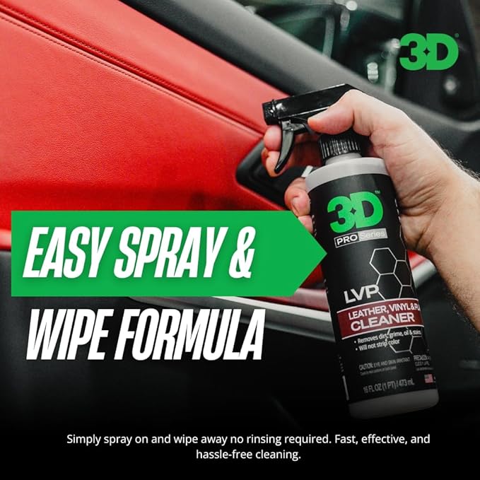 3D LVP Interior Cleaner - Removes Dirt, Grime, Grease, Oil & Stains from Leather, Vinyl & Plastic - Great for Seats, Steering Wheels, Door Panels, Dashboards - Car, Office, Home Use - 1 Gallon