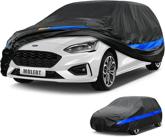 Hatchback Car Cover Waterproof All Weather, Universal Fit Ford Focus Honda Civic Hatchback, Toyota Corolla Hatchback, Subaru Impreza, VW Golf/GTI, Hyundai Kona, Nissan Leaf etc.