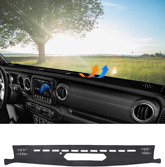 BIBLOZ Dash Cover 2018 2019 2020 2021 2022 2023 for Jeep Wrangler JL JLU Unlimited Sport Sahara Rubincon Accessories Black Flannel Dashboard Cover Mat Car Dashboard UV Sun Protection