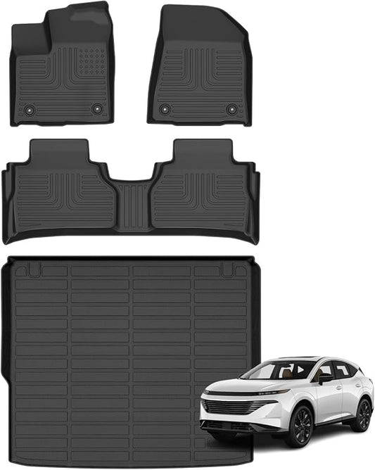 Floor Mats & Cargo Liner for Nissan Murano 2025, All Weather Automotive TPE Floor Liners Set Anti-Slip Waterproof Accessories (Car Mats+Trunk Mat) Black