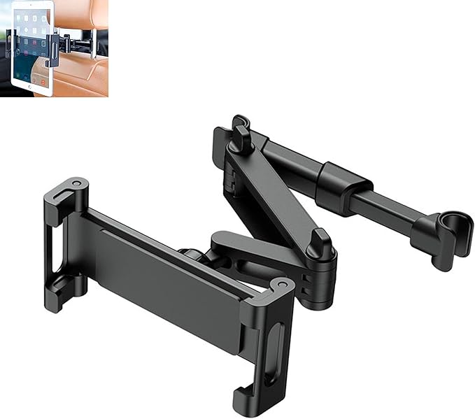 Tablet Holder for Car 1 Pack, iPad Headrest Mount for 5.3-12.9" iPads/Phones, Car Tablet Holder with 360° Adjustable Rotating, Upgraded iPad Mount, Road Trip Essentials (Black)