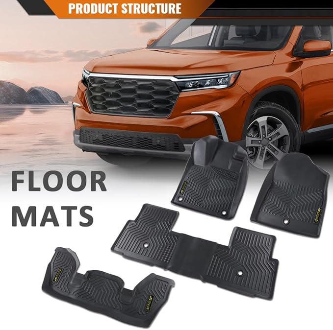 ANDPLAY TPE Floor Mats Liners Compatible with Honda Pilot 2023 2024 2025 All Weather Protection Black Floor Liners alfombras para carro