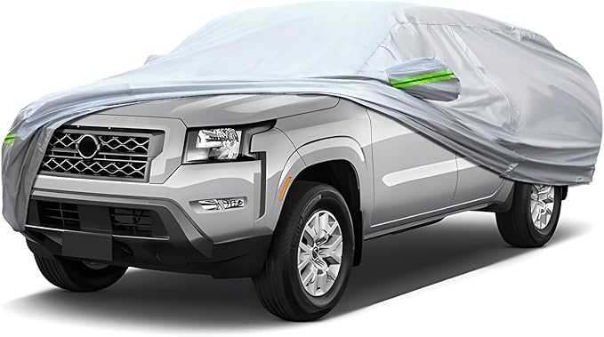 Full Car Cover Universal 6 Layers Outdoor Thicked All Weather Cover, Sunshield, Waterproof, Snow Proof, UV Proof, Scratch Proof, Bird Droppings, 6 Reflective Strips, Fits Pickups up 180"-206"