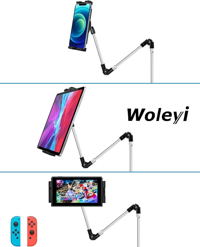 woleyi Car/Truck Seat Rail Tablet Mount, 35" Heavy Duty Car Floor Bolt Tablet Holder, Vehicle Front Seats Stand for iPad Pro Air Mini, iPhone, Galaxy Tabs, Z Fold, More 4-13" Cell Phones and Tablets