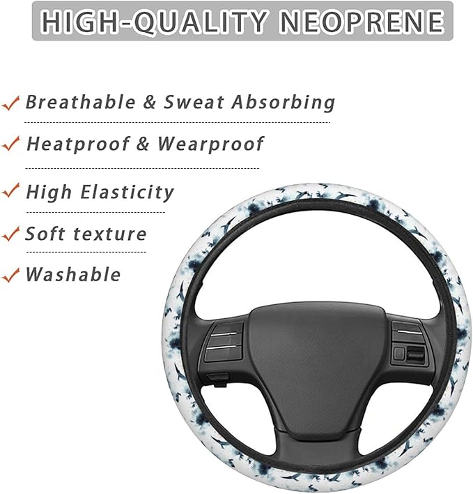 Dujiea Forest and Animals Elastic Stretch Steering Wheel Cover, Anti-Slip and Durable Car Steering Wheel Accessories for Women Men, 15 Inch Universal Fit Car, Truck, SUV