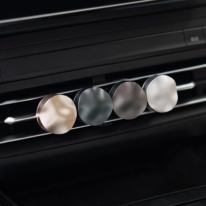 THEDOTS Metal Wave Car Air Freshener Vent Clip, Frosted Ebony, Water Ripple Design, Long-lasting Fragrance, Gift for Drivers