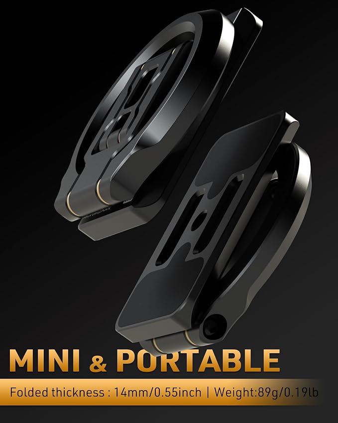 Dual Magnetic Phone Holder Gym Magnetic Stand,Tripod Phone Mount (1/4'' Hole& ARCA-Swiss),Portable Phone Grip for iPhone 12/13/14/15/16/17-Desk/Car/Gym/Golf Cart/Airplane Use Stand (Black)