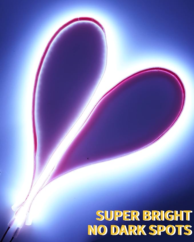 YM E-Bright Car Led Strip Lights Cuttable Underwater Marine Underglow Led Lighting for Boat Motorcycle Trucks Golf Cart Interior Exterior Waterproof IP68 24inch 60CM 72SMD 12v,White(Pack of 4)