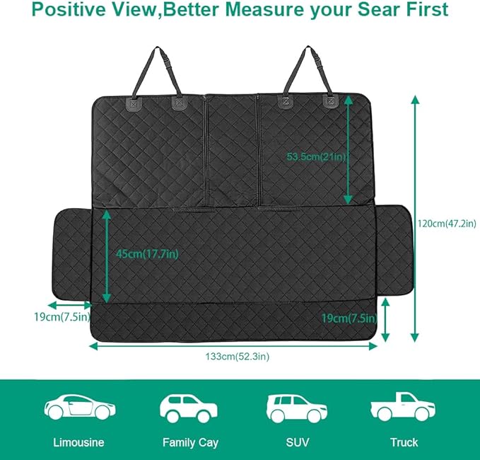 Dog Car Seat Cover for Back Seat Cover,Non Stick Fur Rear Seat Protector for Pet,Nonslip Waterproof Durable Universal Fit Interior Backseat Covers for Auto Van SUV