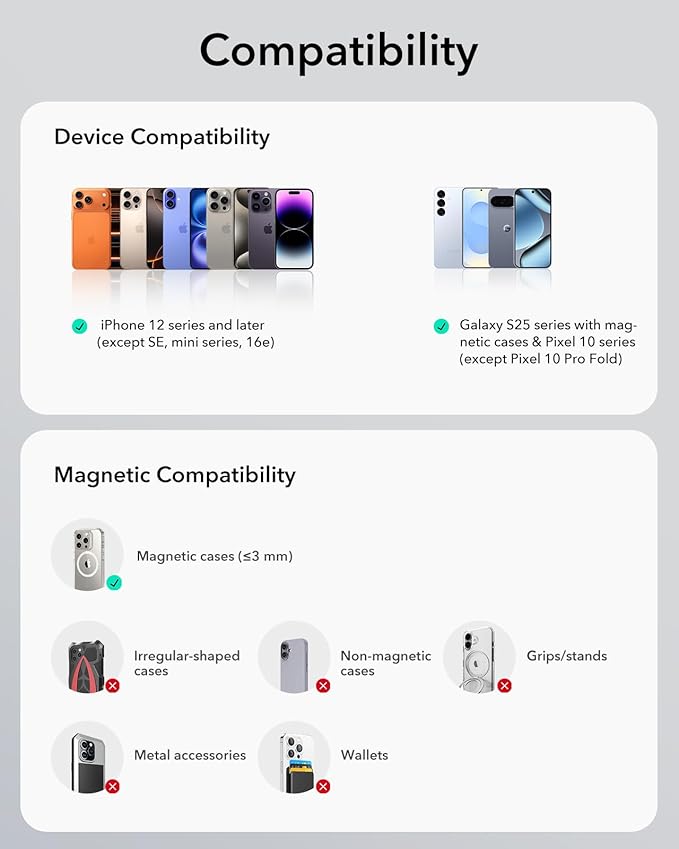 ESR for Qi2 15W MagSafe Car Mount Charger with CryoBoost, Phone Cooling MagSafe Car Charger, Air Vent/Dashboard Wireless Charging for iPhone 17/16/15/14/13/12, S25 Series, Pixel 10, Fast Charger