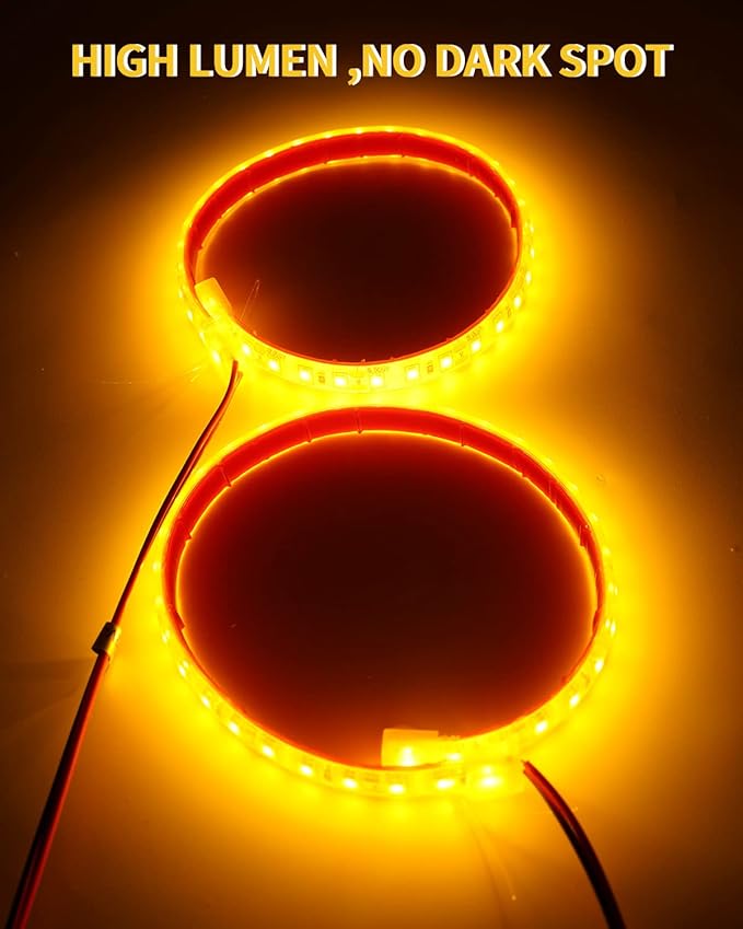 YM E-Bright Car Led Strip Lights for Golf Cart Underglow Motorcycles Marine Boat Kayak Interior Exterior 36SMD Waterproof IP68 Upgrade Solid Silicone 12V 12inch Yellow (Pack of 4)