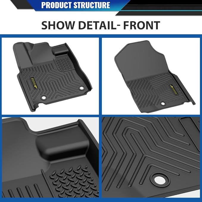DOTCOM TPE Floor Mats Fit Toyota Tundra 2014-2021 (Only for CrewMax Cab), All Weather Custom Fit Full Cover Protection 1st & 2nd Row Truck Mats Cargo Liner Accessories,alfombras para carro 3PCS