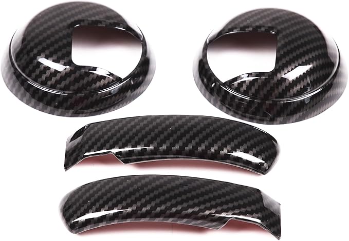 4PCS Inner Door Handles Cover Trim Compatible with Fiat 500/500 Abarth 2010-2024 Car Inner Door Handles Cover Protector Trim ABS Interior Decorative Cover Trim Sticker (Carbon Fiber Pattern)