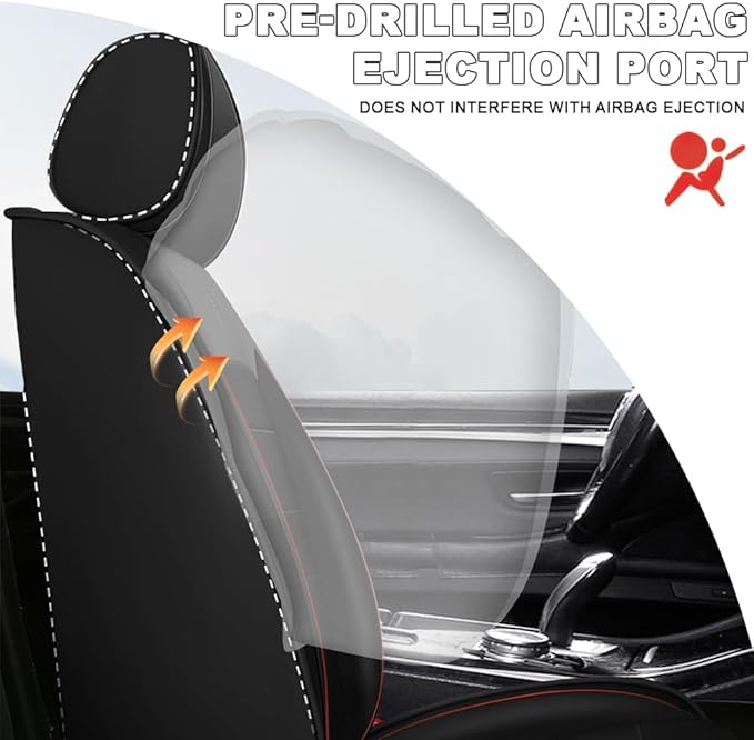 5 Seat Covers Fit for Acura Integra 2023-2026, Waterproof Premium Leather Automotive Accessories Seat Protectors Seat Cushions Wear-Resistant Car Seat Covers(Black&Red,Full Deluxe)