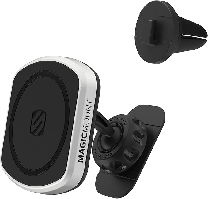 Scosche MP2DVM MagicMount Pro2 Magnetic Cell Phone Holder, Adhesive Car Dashboard Mount with Removable Vent Clip, Hands-Free Phone Stand Compatible with MagSafe, iPhone 16/15/14/13/12 Series and More