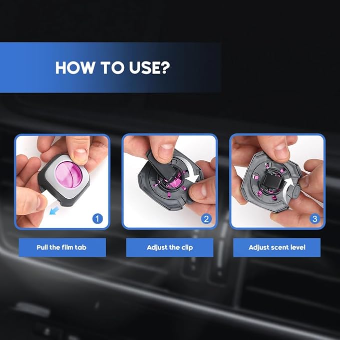 Air Jungles Car Air Fresheners Clip 6 Ct, Variety Pack Vent Clips, 4ml Each, Long Lasting Up to 180 Days Refresher Odor Eliminator, Multi Scent Ideal Gift for New Car Owner