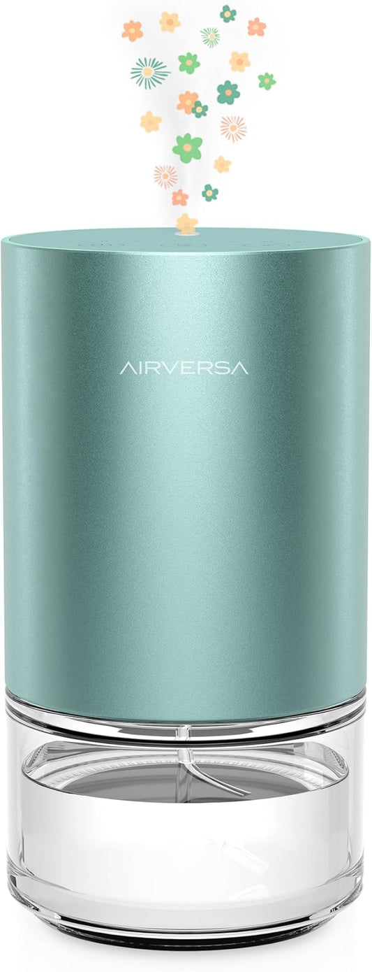 Airversa Essential Oil Diffuser Waterless Aromatherapy Diffusers for Home Large Room, Bedroom, Car, Office, Desk, Battery Operated, Small Diffuser for Pure Scent, 100mL Capacity, AN9 (Mint)