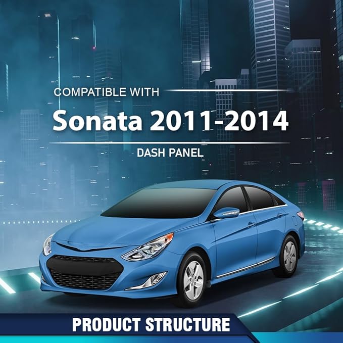 PIT66 Dash Bezel Cover Black Compatible with Hyundai Sonata 2011-2014 Dashboard Cover Panel