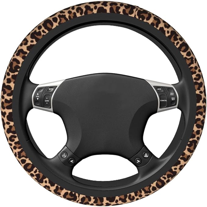 Steering Wheel Cover Leopard Print Steering Wheel Cover Car Accessories Universal 15 Inch Neoprene Auto Interior Decor Anti Slip Sweat Absorption Car Protector for Women Girls Adults