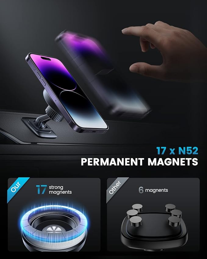 APPS2Car 2-Pack Compatible for Magsafe Phone Holder for Car - Designed for iPhone 17/16/15/14/13/12 Official Magsafe Case