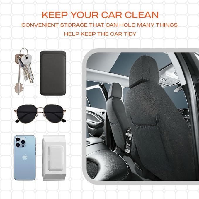 Skechers Memory Foam™ Car Seat Cover Full Sets, Hexcomb Breathable Thick Seat Covers, Airbag Compatible, Automotive Comfort & Protection Universal for 95% Cars,Van,Trucks, SUVs Grey