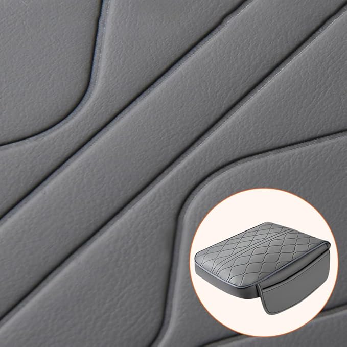 Universal Style Memory Cotton Car Armrest Box Pad, 2025 New Center Console Elbow Pads, Arm Rest Pad Leather Armrest Cover for SUV Interior, Car Middle Console Cover for Drivers (Beige) (Black)