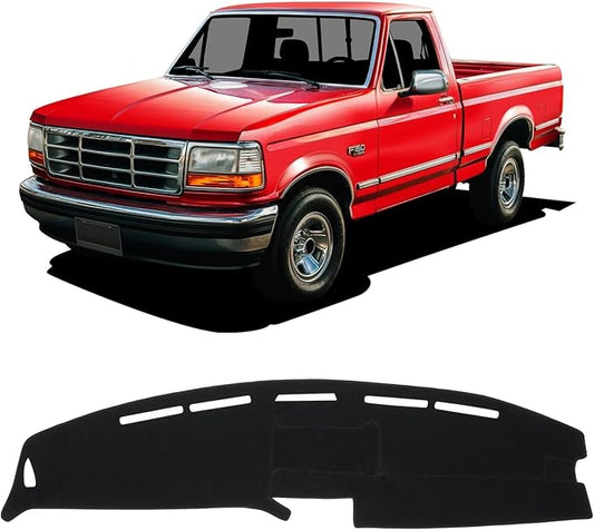 KUST Car Dash Cover for Ford F-150 F-250 F-350 1992-1996 Pickup Truck Polyester Dashboard Cover Non-Slip Interior Accessories for Ford F150 Custom Fit Dashboard Mat Sunshade No Glare Black