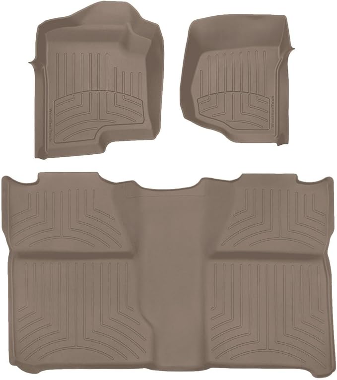 Weathertech FloorLiner HP Custom Fit Floor Mats for Chevrolet Silverado 2500HD/3500HD, Silverado 1500, Sierra 1500-1st & 2nd Row (45066-1-0IM), Tan
