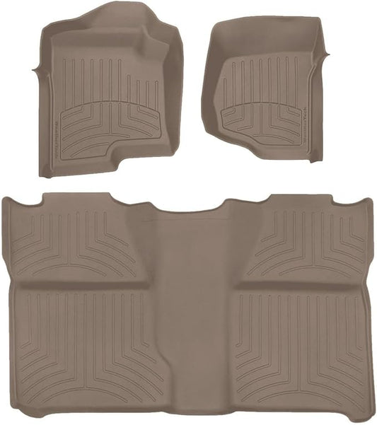 Weathertech FloorLiner HP Custom Fit Floor Mats for Chevrolet Silverado 2500HD/3500HD, Silverado 1500, Sierra 1500-1st & 2nd Row (45066-1-0IM), Tan